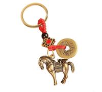 FUANA Fengshui - Llavero de caballo de guerra de latón, figura colgante de suerte para escultura, decoración de cartera, artesanía tradicional de buena suerte (10 piezas)