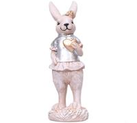 FUANA Figura decorativa de resina de conejo de Pascua, decoración del hogar de conejo dorado para mesa, estante de entrada, regalo de decoración navideña, pieza de exhibición de 20 cm (A)