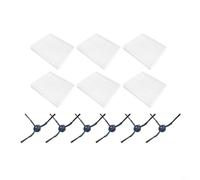 FUANA Filtro de aspiradora robot y kit de cepillo lateral para Eufy G50 L60 para HYBRID SES, 6 filtros 6 cepillos piezas de repuesto