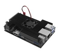 FUANA Funda de aleación de aluminio para Orange Pi 5/5B con ventilador de refrigeración y disipadores de calor, carcasa de protección térmica activa y pasiva, color negro