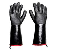 FUANA Guantes de neopreno para barbacoa con forro de algodón, resistentes al calor hasta 932 para F, a prueba de aceite y quemaduras, 14 pulgadas, color negro