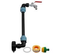 FUANA IBC - Kit de conexión de adaptador de 3/4 pulgadas para tanque de agua de lluvia, grifo de cuello de cisne de latón y plástico para almacenamiento de agua IBC de 600-1000 L con fácil instalación