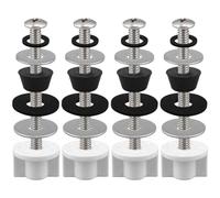 FUANA Inodoro de acero inoxidable para bisagras de asiento y tornillos, juego de 4 piezas para alta resistencia para reemplazo, plateado, 8,5 x 2,5 cm