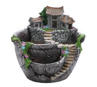 FUANA Jardín de hadas suculentas maceta dulce casa flor planta paisaje decoración suculenta maceta jardín macetas macetas plantas (plata)