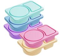 FUANA Juego de 3 recipientes de silicona para aperitivos, 2 compartimentos, para viajes, picnics, oficina, almuerzos, microondas, lavavajillas, tapas a prueba de fugas, utensilios de cocina