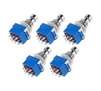 FUANA Juego de 5 interruptores de pedal de guitarra 3PDT, botón de bloqueo ON 12 mm agujero para efectos, Stompbox DIY, varios colores negro, rojo y azul (azul)