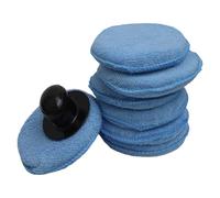 FUANA Juego de 8 esponjas para encerar y pulir el coche con mango de microfibra + almohadillas aplicadoras de espuma para detalles automotrices, lavable a máquina