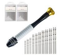 FUANA Juego de brocas manuales con 20 brocas en espiral de aleación de aluminio de 0,8 a 3,0 mm y agarre de silicona antideslizante para hacer joyas, carpintería, construcción de modelos, negro/blanco