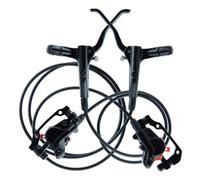 FUANA Juego de frenos de disco hidráulicos para bicicleta con palanca, montaje de poste de 51 mm IS y 74 mm, pinzas de pistón dual, compatible con rotor de 160/180 mm, kit de reparación de bicicleta