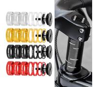 FUANA Juego de juntas de horquilla delantera para bicicleta, arandelas de aleación de aluminio de 28,6 mm, alturas de 2/3/5/10 mm con acabado anodizado, kit de reparación de bicicletas de diseño CNC