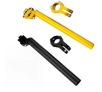 FUANA Juego de tija de sillín y vástago de aleación de aluminio para bicicleta de montaña, 27,2 mm, 31,6 mm, 300 mm, 350 mm, para kit de reparación de bicicletas doradas y negras