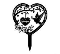 FUANA Letrero conmemorativo de jardín para papá, placa de metal para tumba de cementerio con estaca para el suelo, decoración de recuerdo resistente a la intemperie para caminos de jardín (abuelo)
