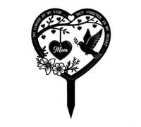 FUANA Letrero conmemorativo de jardín para papá, placa de metal para tumba de cementerio con estaca para el suelo, decoración de recuerdo resistente a la intemperie para caminos de jardín (mamá)