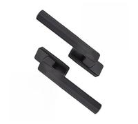 FUANA Manija de ventana con cerradura para ventanas de aluminio, puente roto de aleación de eje cuadrado con oxidación gris estrella diamante, negro esmerilado, 1 par de cerraduras de puerta