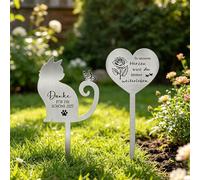 FUANA Marcador de lápida de corazón plateado para tumba de acero inoxidable | Marcador conmemorativo en forma de corazón de acero inoxidable, decoración de tumba pulida, cementerio, jardín, hogar, plata