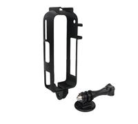 FUANA Marco vertical horizontal extendido de zapata fría con adaptador para Insta360 X4 AIR, soporte de cámara multifuncional con ranuras dobles para zapatos y conector de 2 pines, negro