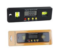 FUANA Medidor de ángulo electrónico de nivel digital con transportador de base, 4 unidades de medición, ángulo absoluto y relativo, inclinómetro de barra magnética, negro, 100 mm/150 mm/200 mm, 150 mm