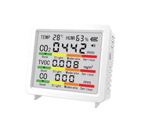 FUANA Monitor portátil de calidad del aire con pantalla LCD de 4 pulgadas, detector HCHO TVOC, medidor de temperatura y humedad, alimentado por USB para escritorio o montaje en pared, hogar, coche