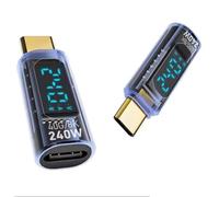 FUANA Paquete de 2 probadores USB C de 240 W, medidor de corriente de voltaje de alimentación con pantalla LED, soporte de transferencia de datos de 40 Gbps para dispositivos USB 4 tipo C