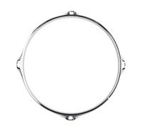FUANA Protector de llanta de aro de tambor para caja de 10, 11, 12 pulgadas, aro de aleación de zinc resistente con 4/5 agujeros, color plateado, 4 agujeros de 10 pulgadas