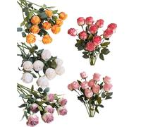 FUANA Ramo de rosas secas artificiales de seda vintage con tonos degradados, tallos flexibles de 39 cm, decoración de bodas, fiestas y hogar, 8 unidades