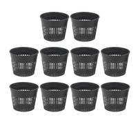 FUANA Resistente a la intemperie para cestas redondas de estanque, jardines acuáticos, plástico reciclado con diseño calado, flujo de agua óptimo y crecimiento de raíces, negro, paquete de 10