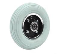 FUANA Rueda neumática gris de 8 pulgadas de 200 x 50 pulgadas para silla de ruedas eléctrica, horquilla delantera, montaje completo de neumáticos con tubo interior y llanta (negro 10 mm)