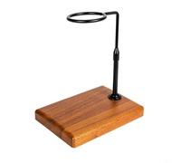 FUANA Soporte de café de aleación de aluminio con base de madera, soporte de filtro giratorio para preparación por goteo, elegante kit de cobre negro estable (redondo-negro)