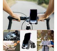 FUANA Soporte para teléfono de motocicleta para todos los modelos, bloqueo de un segundo, soporte de 6 garras que absorbe los golpes, construcción de aleación, color negro