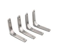 FUANA Soportes de estante de acero en forma de L resistentes para estantes montados en la pared, 100 x 100 x 20 mm, plateado inoxidable (paquete de 4)