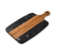FUANA Tabla de cortar de queso de mármol y madera, tabla de embutidos 2 en 1 para carnes, queso, frutas y verduras, color como se muestra en la imagen, barra de espejo retrovisor