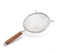 FUANA Tamiz de cocina de acero inoxidable con malla fina, 31 x 16 cm, filtro de alimentos para cocinar, hornear, preparar té, fácil de limpiar, apto para lavavajillas, plateado