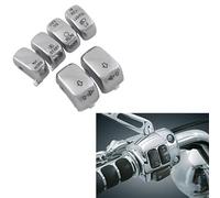 FUANA Tapa de botón cromada para interruptor de control manual para Road King, se adapta a modelos VRSC/XL/XR/FLHR/Dyna/Softail de 96 piezas, kit de plástico ABS de 6 piezas