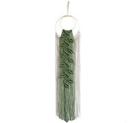 FUANA Tapiz de macramé de cuerda de algodón natural para colgar en la pared, diseño de hojas tejidas a mano, decoración bohemia con flecos para dormitorio, sala de estar, rojo, 98 x 20 cm (verde)