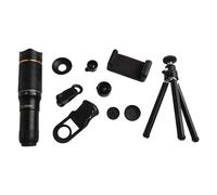FUANA Teléfonos inteligentes con lente teleobjetivo 32X con trípode y clip, zoom de alta potencia, accesorio de cámara para iPhone y kit de lente ABS portátil, fotografía deportiva de vida silvestre