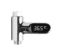 FUANA Termómetro de ducha digital LED con pantalla giratoria de 360 grados, medidor de temperatura del agua, grifo de bañera, monitoreo en tiempo real, no requiere batería, color plateado