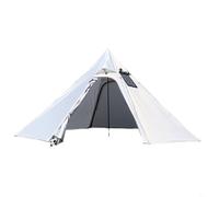FUANA Tienda de campaña tipo pirámide para puerto de chimenea, yurta resistente al viento para acampar al aire libre, refugio de poste de aluminio ligero para adultos (blanco grisáceo)