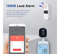 FUANA Tuya para Zigbee 130dB Smart SOS alarma de sonido y luz con un solo botón, aplicación de llamada, control remoto, sensor de seguridad para el hogar, cable blanco para auriculares