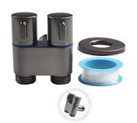 FUANA Válvula de ángulo de doble control G1, desviador de aleación 1 en 2 salidas para inodoro, bidé, ducha, montaje en pared, mango de metal, baño, cocina, jardín, color negro
