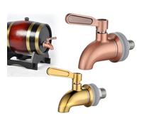 FUANA Vertedor de vino de acero inoxidable 304 para zumos de bebidas con válvula de bola, flujo suave para botellas de vino, tarros de remojo, dispensadores de cerveza, espejo dorado de 16 mm