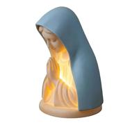 FUANA Virgin Mary - Luz nocturna de oración, para lámpara devocional LED suave para dormitorio y sala de estar, estatua de resina para meditación y decoración de fe, color blanco, 12 x 8 x 7 cm