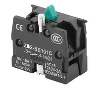 FUANA ZB2-BE101C/BE102C - Interruptor de palanca de mando de botón pulsador de 10 A, 600 V, contacto normalmente abierto y normalmente cerrado, agujero de montaje de 22 mm, negro ZB2-BE101C