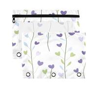 Fuauuyl 1 estuche para lápices de flores de lavanda para carpeta de 3 anillas, estuche transparente con ventana para carpetas, bolsas de lápices con cremallera, paquete de 2