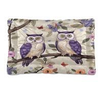 Fuauuyl Alfombrilla suave para cama de perro con diseño de búhos vintage y ojos rosados, lavable a máquina, con parte inferior antideslizante para dormir de perro, 91 x 61 cm