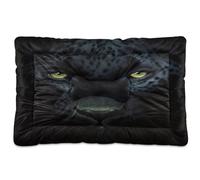 Fuauuyl Alfombrilla suave para cama de perro, diseño de pantera oscura negra, ojos rosados, lavable a máquina, con parte inferior antideslizante para dormir de perro, 36 x 24 pulgadas