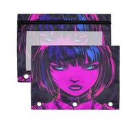 Fuauuyl Ark-haired - Estuche para lápices de anime gótico para carpeta de 3 anillas, estuche transparente con ventana para carpetas con cremallera, paquete de 2