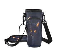 Fuauuyl Black Cat in Darkness - Bolsa de transporte para vaso de coche de 40 onzas, correa ajustable y bolsillo con cremallera, ligera para senderismo, camping, b, Talla única