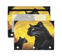 Fuauuyl Black Panther - Estuche para lápices de padre e hijo para carpeta de 3 anillas, estuche transparente con ventana para carpetas, bolsas de lápices con cremallera, paquete de 2