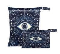 Fuauuyl Blue Evil Eye - Bolsas de pañales de tela para bebé, impermeable, con compartimentos con cremallera para playa, gimnasio, piscina, viajes, 11.8 x 14.2 pulgadas, multicolor, Talla única