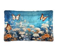 Fuauuyl Blue Flowers1 - Alfombrilla de cama suave para mascotas, lavable a máquina, con parte inferior antideslizante para perro, 36 x 24 pulgadas
